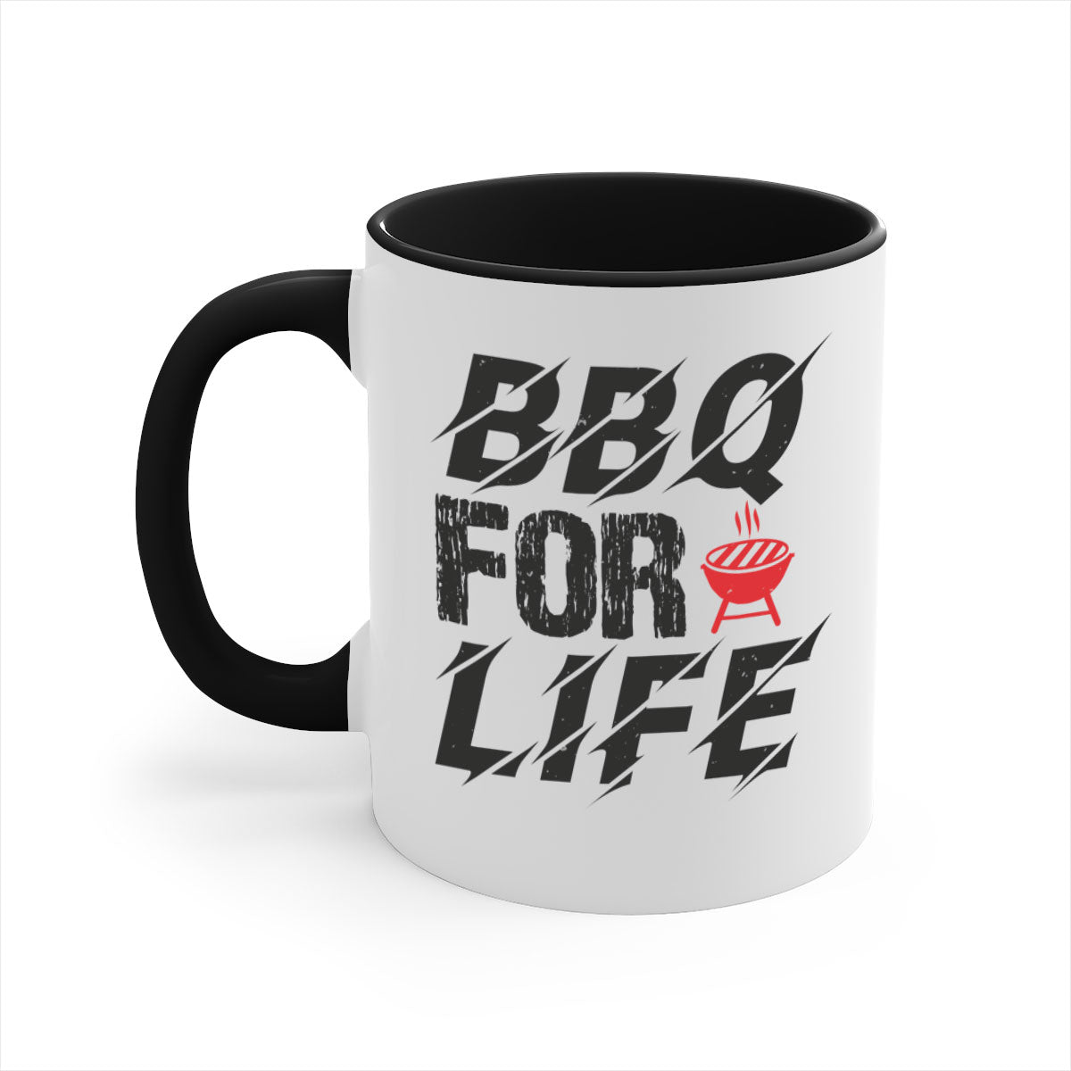 BBQ for Life 39# Mug featuring a glossy finish with a colored handle and interior, available in multiple colors and sizes.