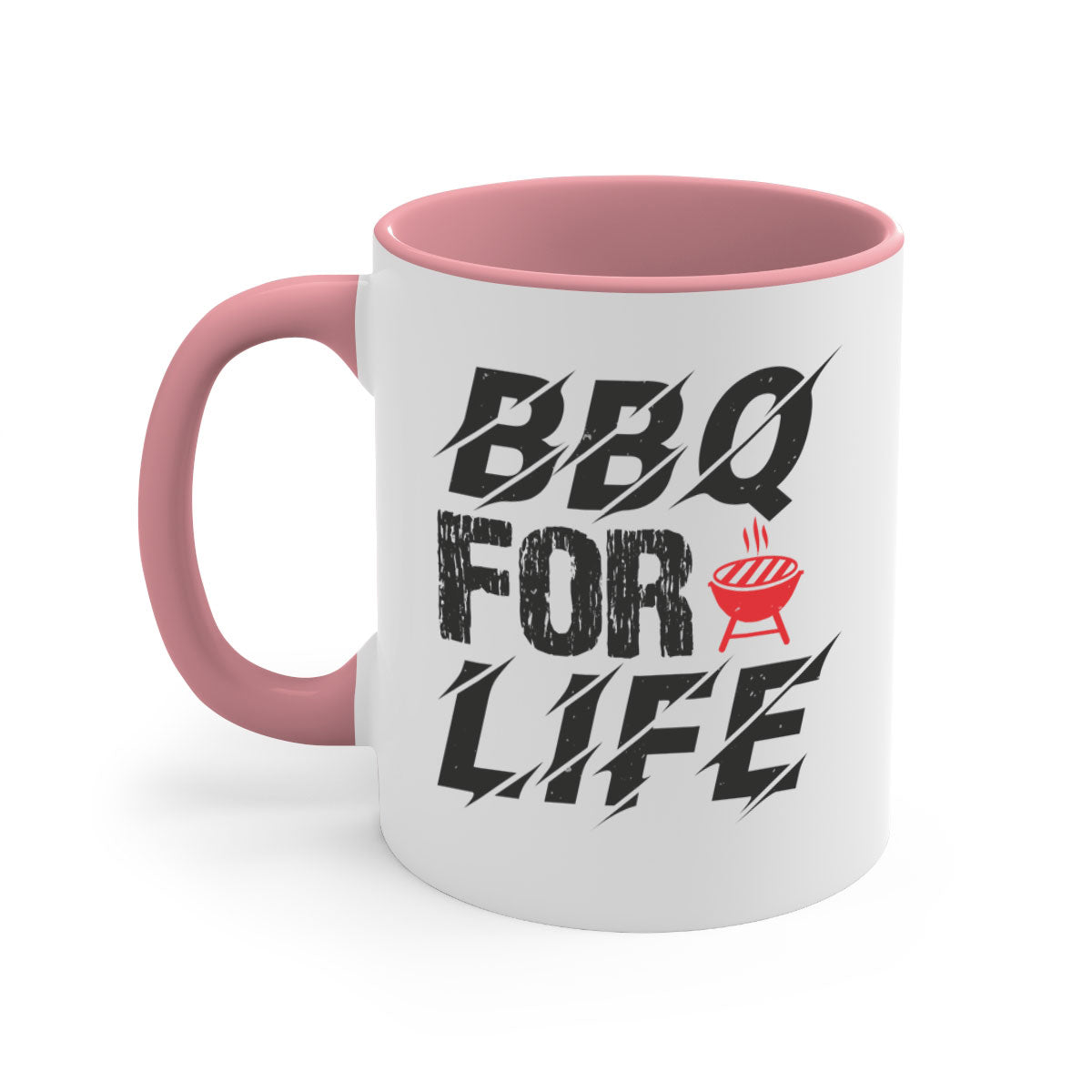 BBQ for Life 39# Mug featuring a glossy finish with a colored handle and interior, available in multiple colors and sizes.