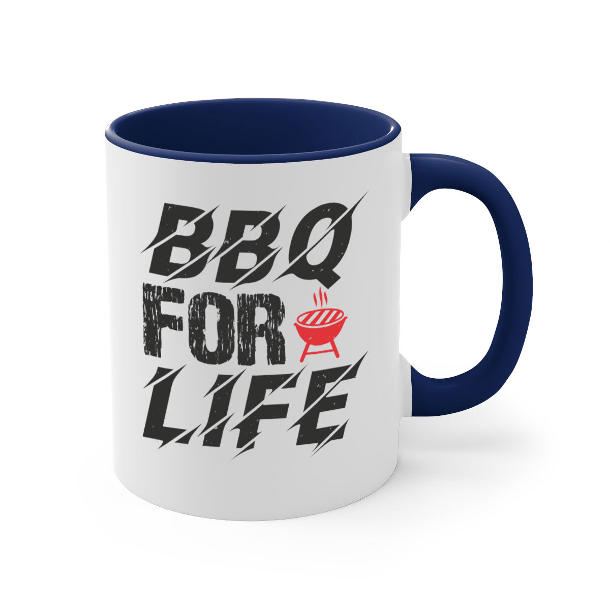 BBQ for Life 39# Mug featuring a glossy finish with a colored handle and interior, available in multiple colors and sizes.