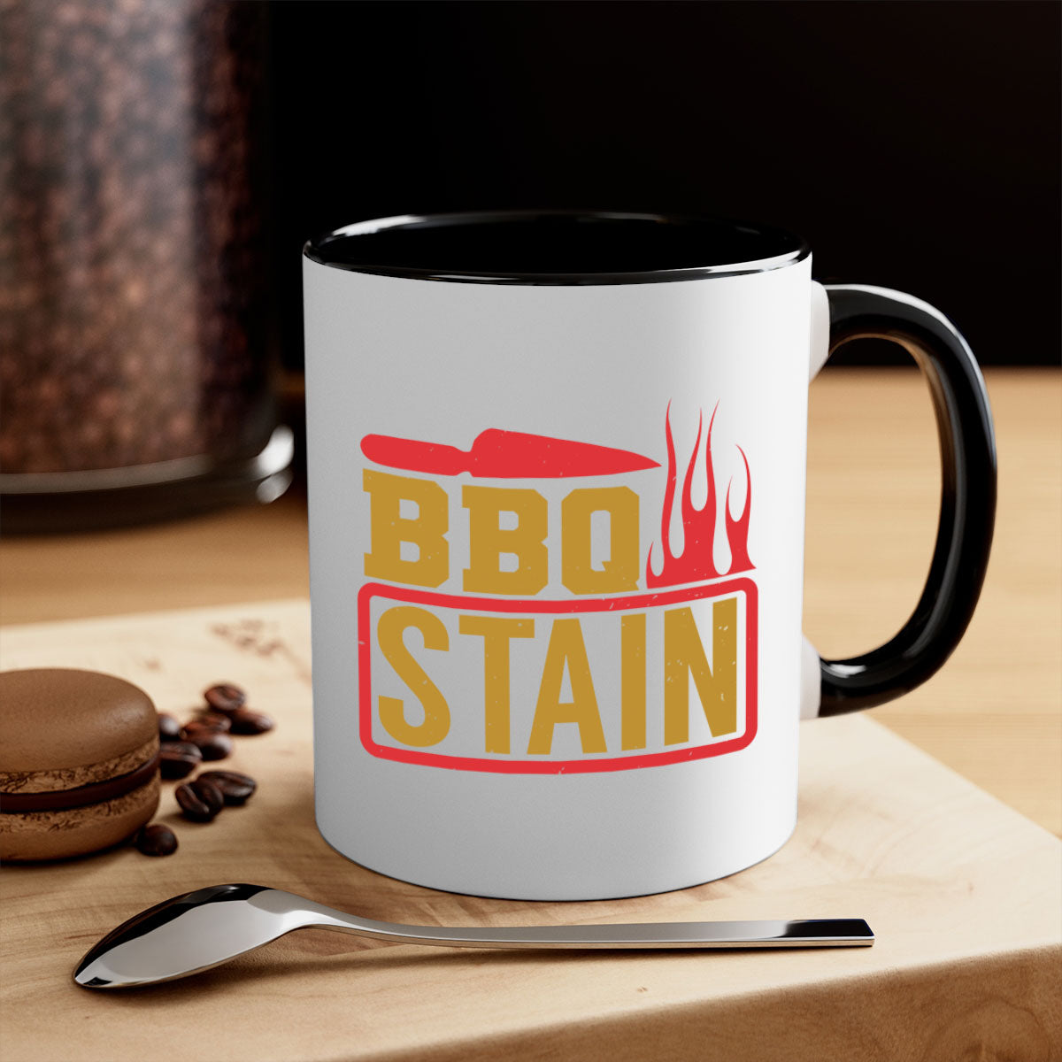 BBQ Stain 3# Mug featuring a glossy finish, colored handle, and interior, available in five vibrant colors.