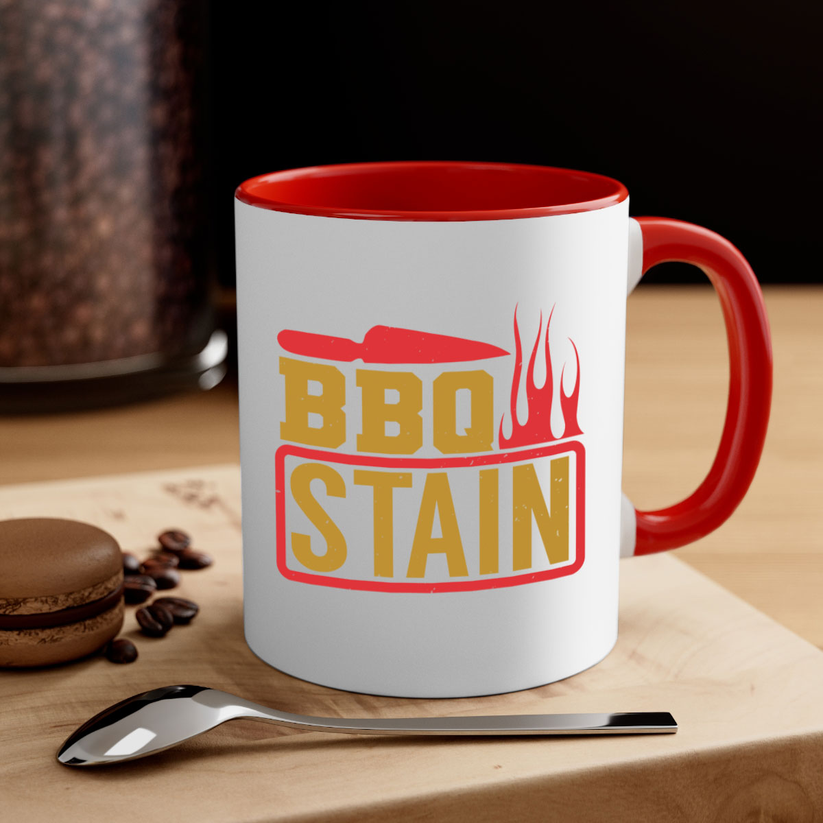 BBQ Stain 3# Mug featuring a glossy finish, colored handle, and interior, available in five vibrant colors.