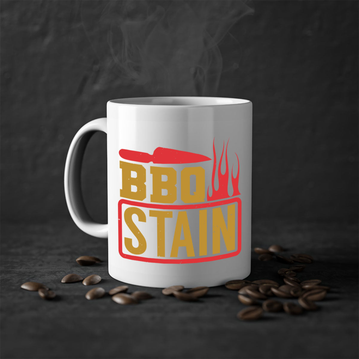 BBQ Stain 3# Mug featuring a glossy finish, colored handle, and interior, available in five vibrant colors.