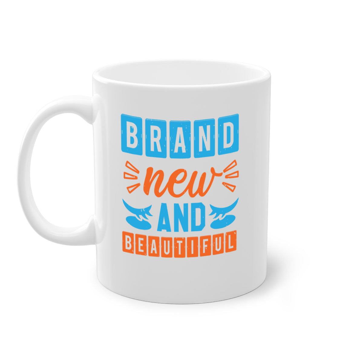 Brand new beautiful style 45# baby shower mug with a glossy finish, featuring a colored handle and interior, available in five colors.