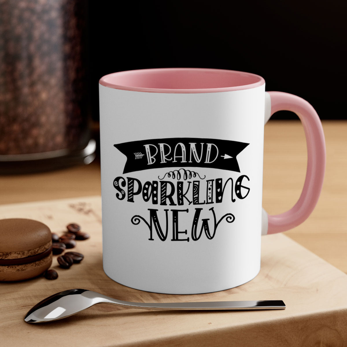 BRAND SPARKLING NEW 54# Mug featuring a glossy finish, colored handle, and interior, available in multiple colors and sizes.