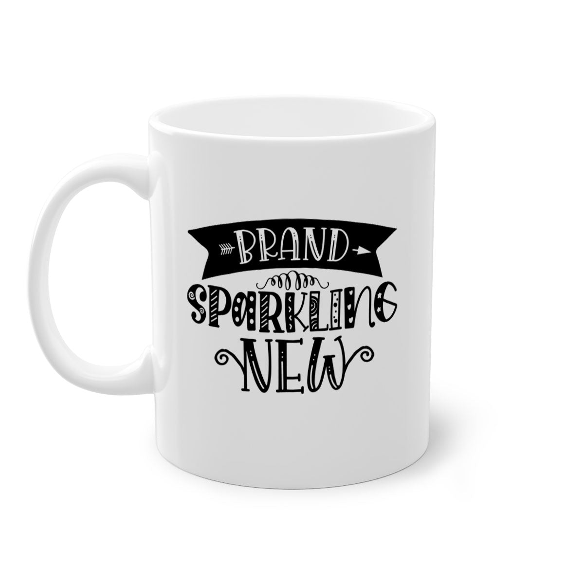 BRAND SPARKLING NEW 54# Mug featuring a glossy finish, colored handle, and interior, available in multiple colors and sizes.