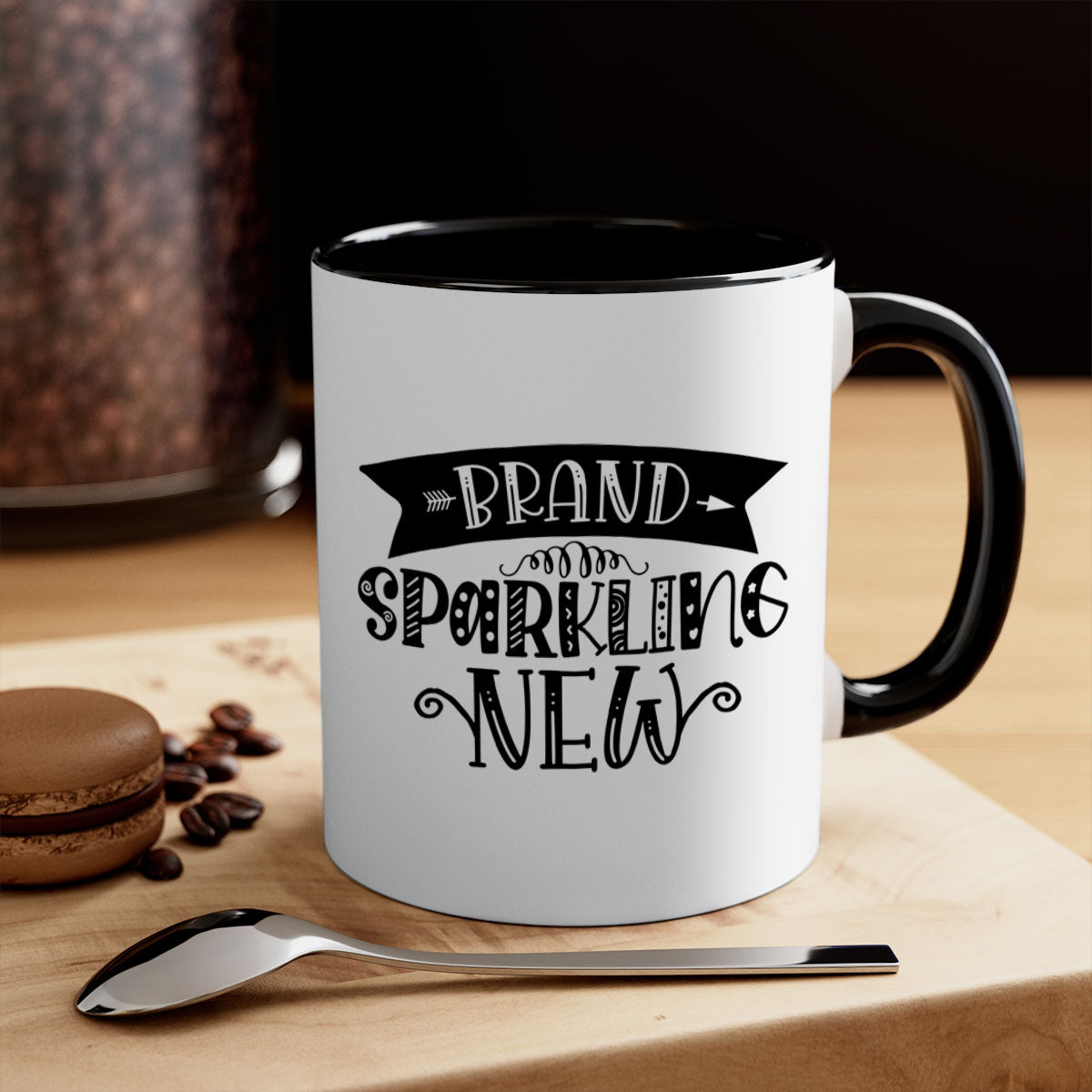 BRAND SPARKLING NEW 54# Mug featuring a glossy finish, colored handle, and interior, available in multiple colors and sizes.