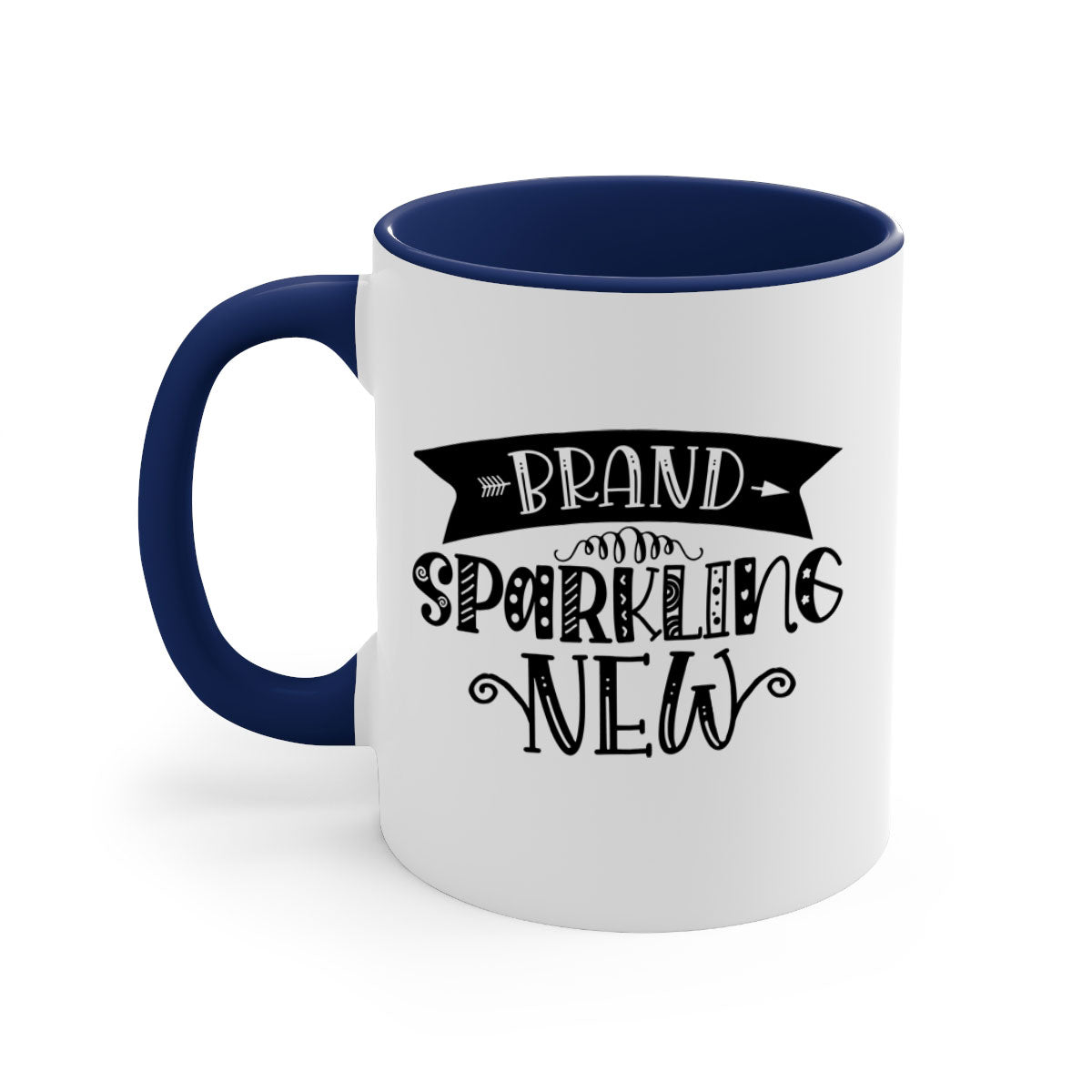 BRAND SPARKLING NEW 54# Mug featuring a glossy finish, colored handle, and interior, available in multiple colors and sizes.