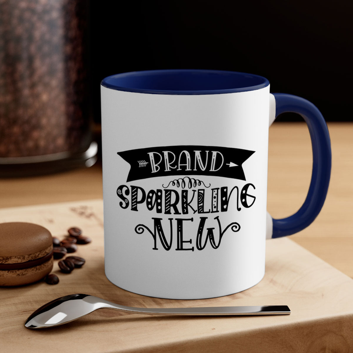 BRAND SPARKLING NEW 54# Mug featuring a glossy finish, colored handle, and interior, available in multiple colors and sizes.