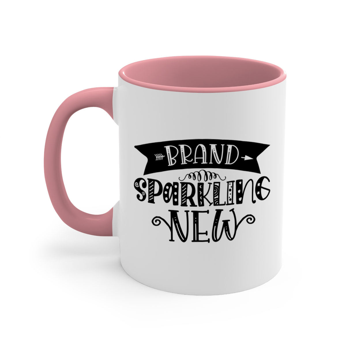 BRAND SPARKLING NEW 54# Mug featuring a glossy finish, colored handle, and interior, available in multiple colors and sizes.