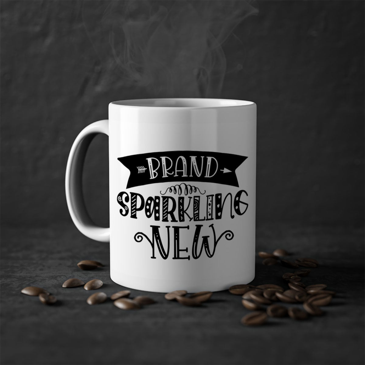 BRAND SPARKLING NEW 54# Mug featuring a glossy finish, colored handle, and interior, available in multiple colors and sizes.