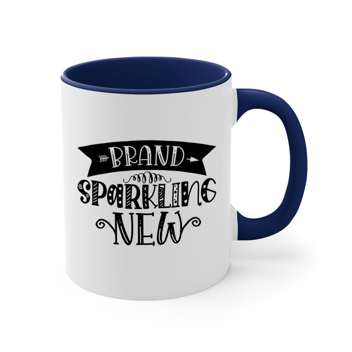 BRAND SPARKLING NEW 54# Mug featuring a glossy finish, colored handle, and interior, available in multiple colors and sizes.