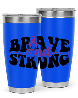 Brave and Strong 129# Alzheimer's Tumbler in stainless steel with vibrant print, showcasing its double wall vacuum design.