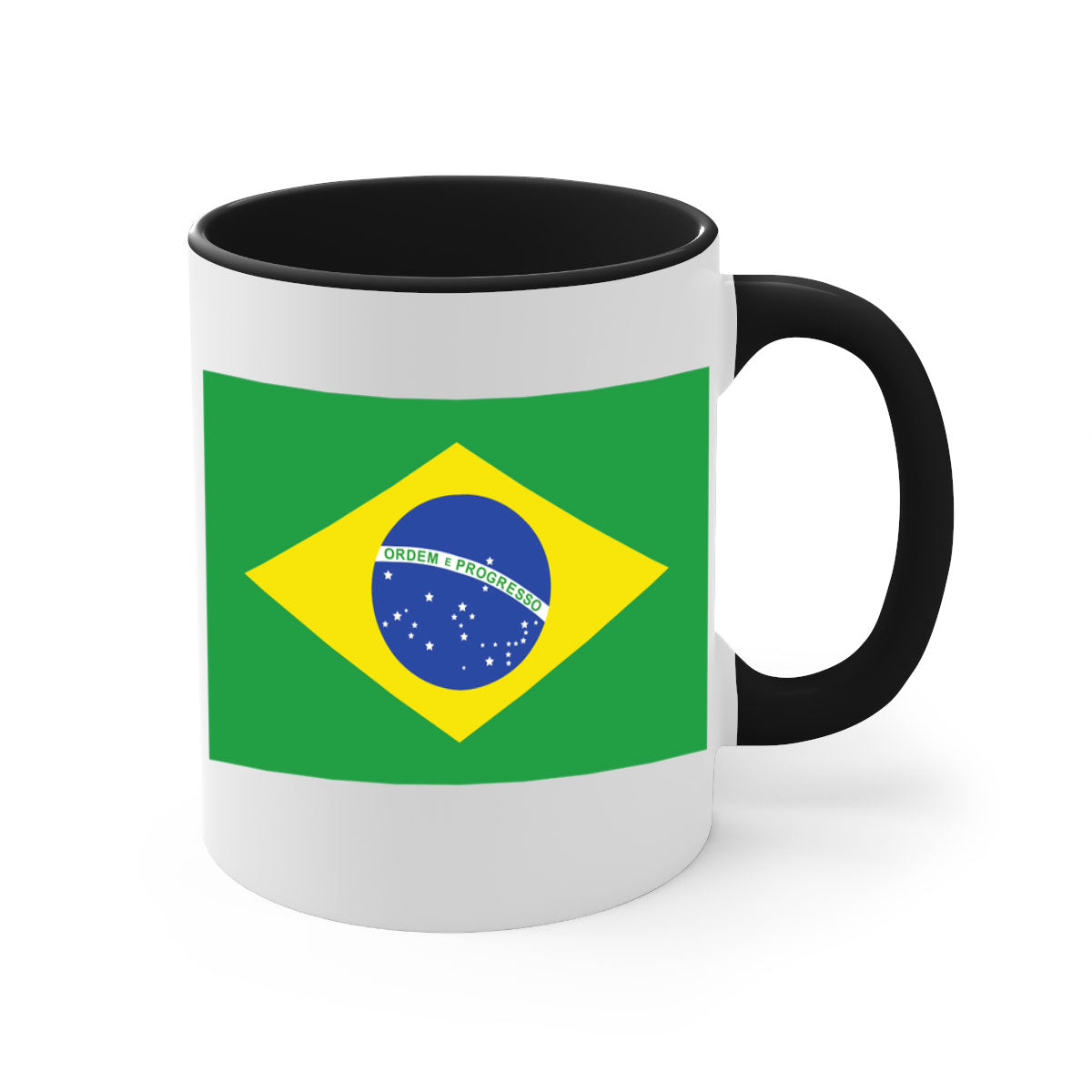 Brazil 174# Mug featuring a two-tone design with a colored handle and glossy finish, perfect for coffee and tea lovers.