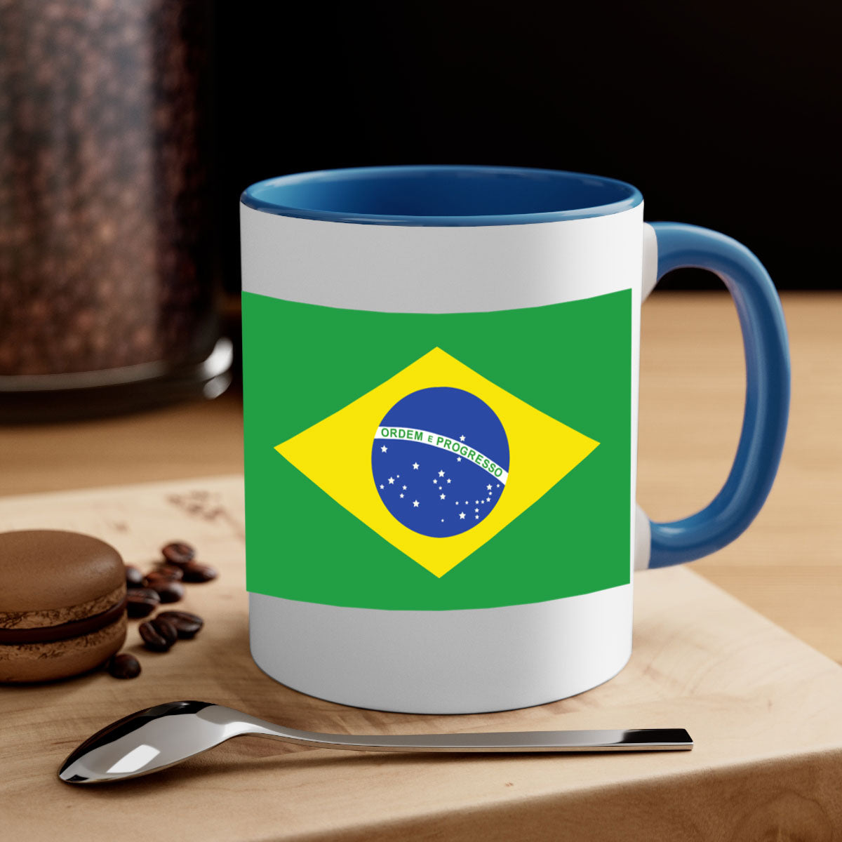 Brazil 174# Mug featuring a two-tone design with a colored handle and glossy finish, perfect for coffee and tea lovers.