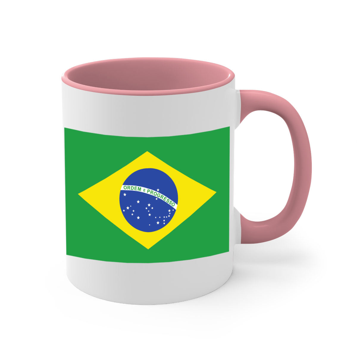 Brazil 174# Mug featuring a two-tone design with a colored handle and glossy finish, perfect for coffee and tea lovers.