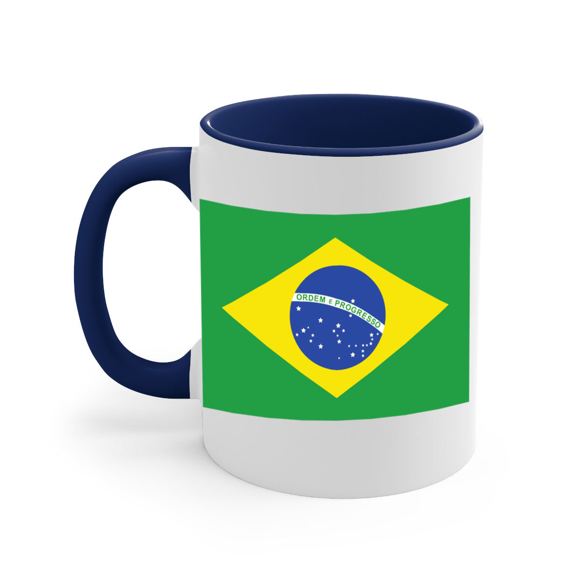 Brazil 174# Mug featuring a two-tone design with a colored handle and glossy finish, perfect for coffee and tea lovers.