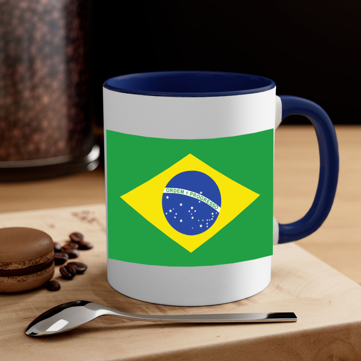 Brazil 174# Mug featuring a two-tone design with a colored handle and glossy finish, perfect for coffee and tea lovers.