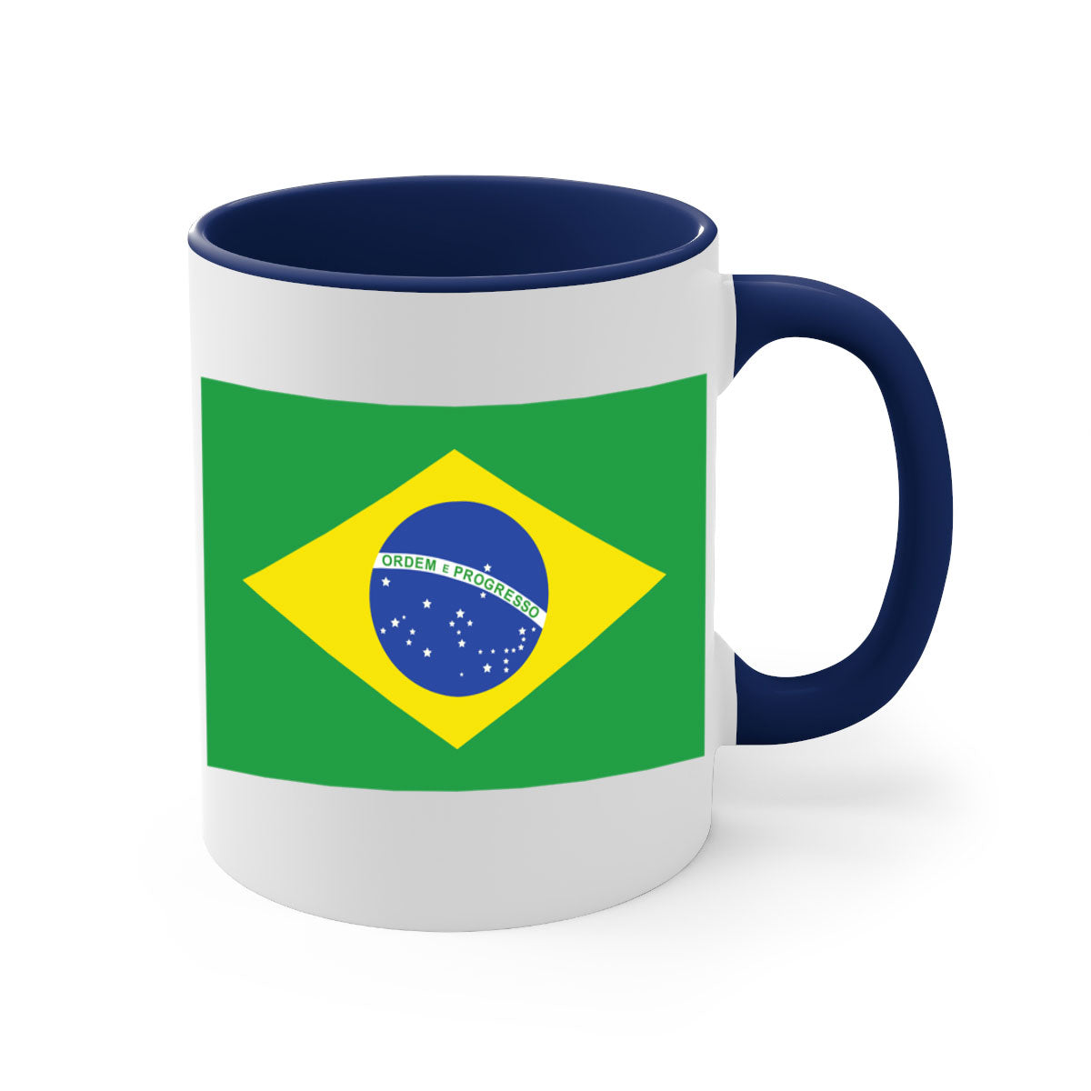 Brazil 174# Mug featuring a two-tone design with a colored handle and glossy finish, perfect for coffee and tea lovers.