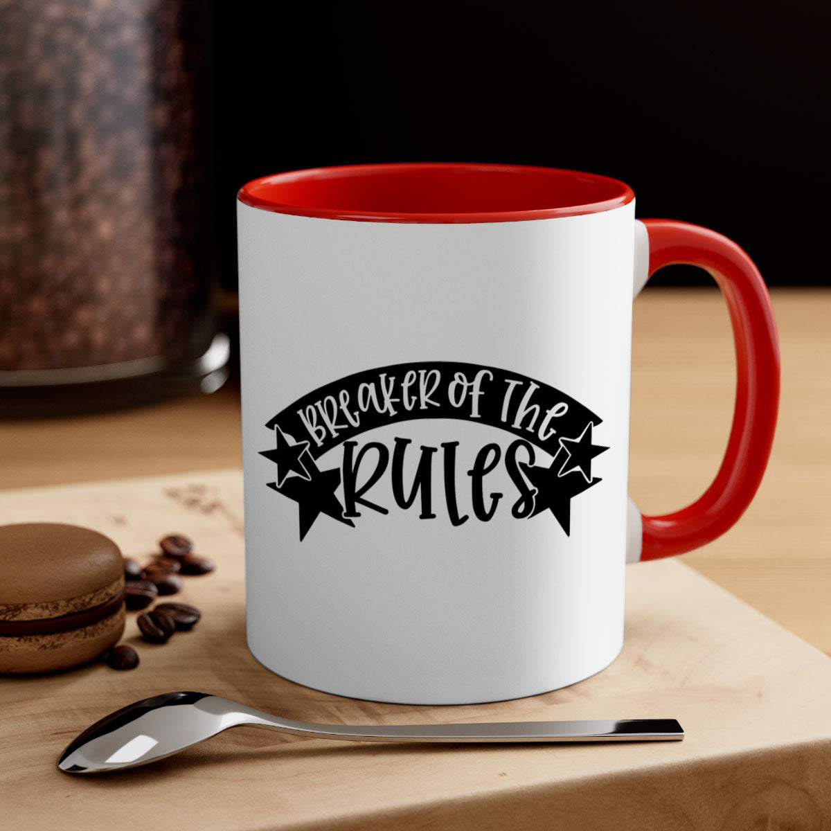 Breaker of the Rules 69# Mug featuring a glossy finish, colored handle, and interior, available in multiple colors.