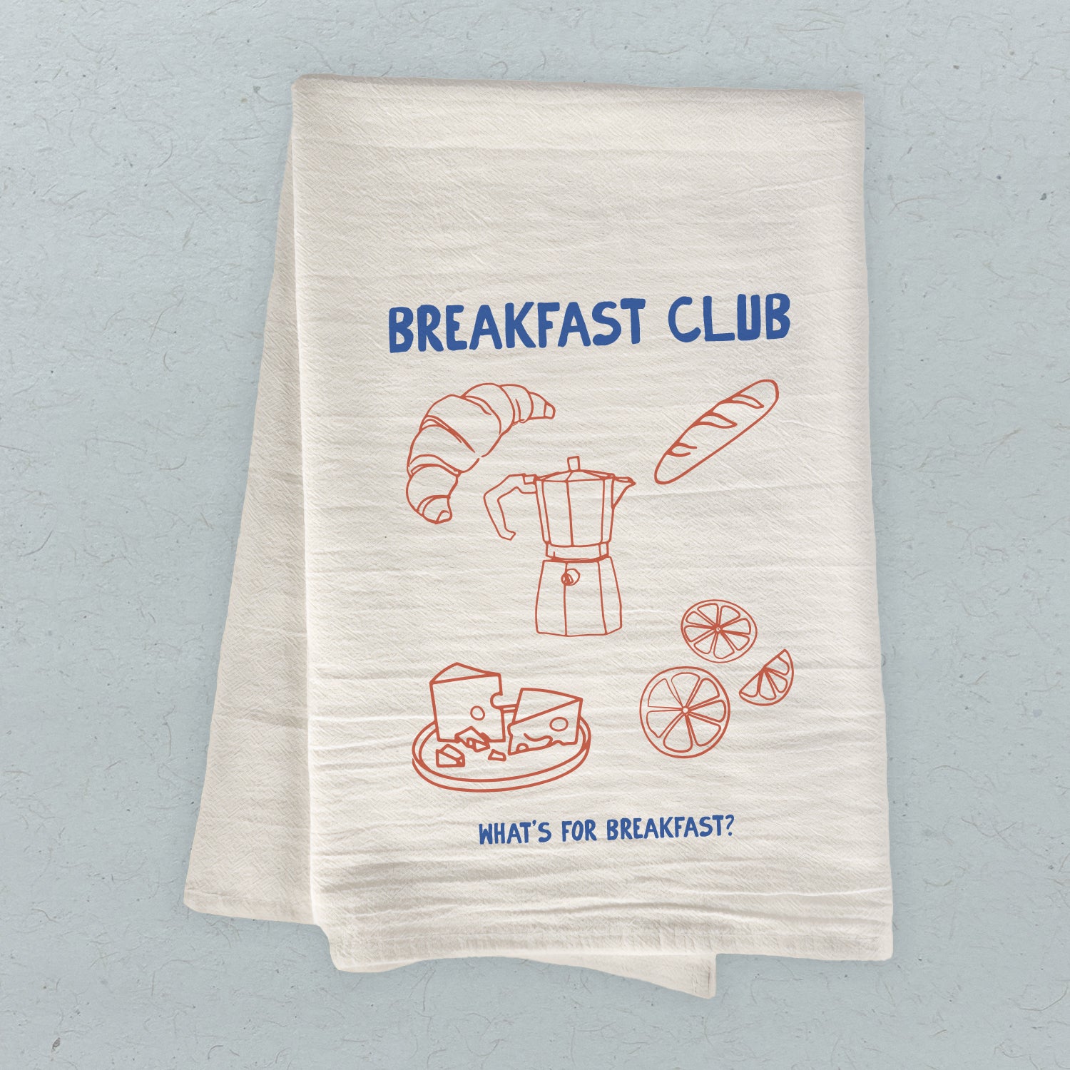 Breakfast Club Cotton Tea Towel featuring vibrant designs and absorbent fabric, perfect for kitchen use.