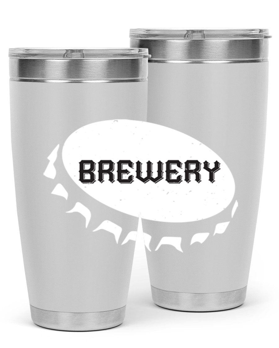 Brewery 98# Beer Tumbler, 20oz double wall vacuum stainless steel with copper lining and drink-thru lid, perfect for hot and cold beverages.