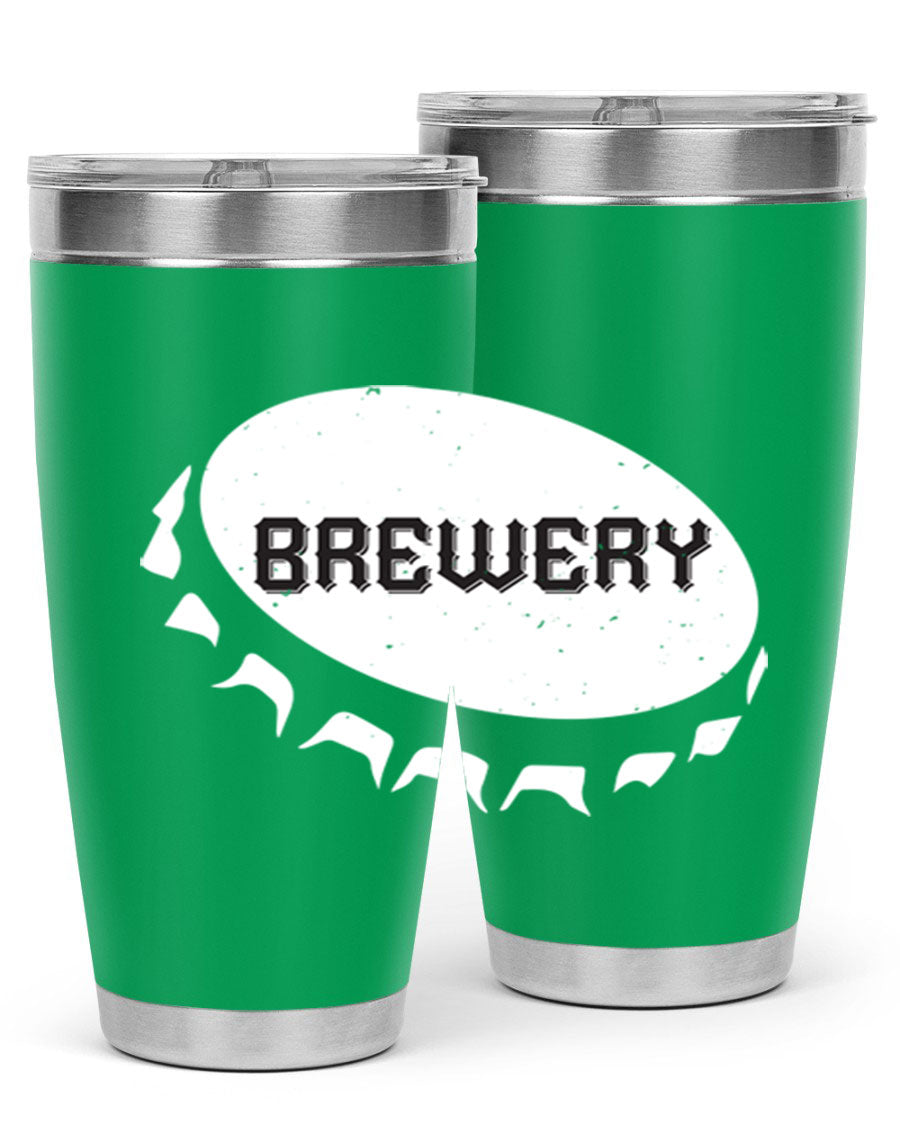 Brewery 98# Beer Tumbler, 20oz double wall vacuum stainless steel with copper lining and drink-thru lid, perfect for hot and cold beverages.