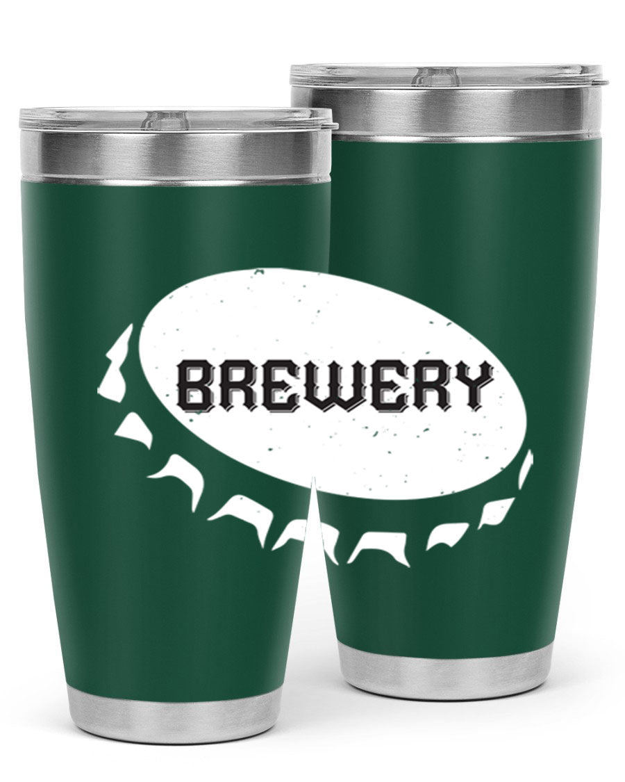 Brewery 98# Beer Tumbler, 20oz double wall vacuum stainless steel with copper lining and drink-thru lid, perfect for hot and cold beverages.