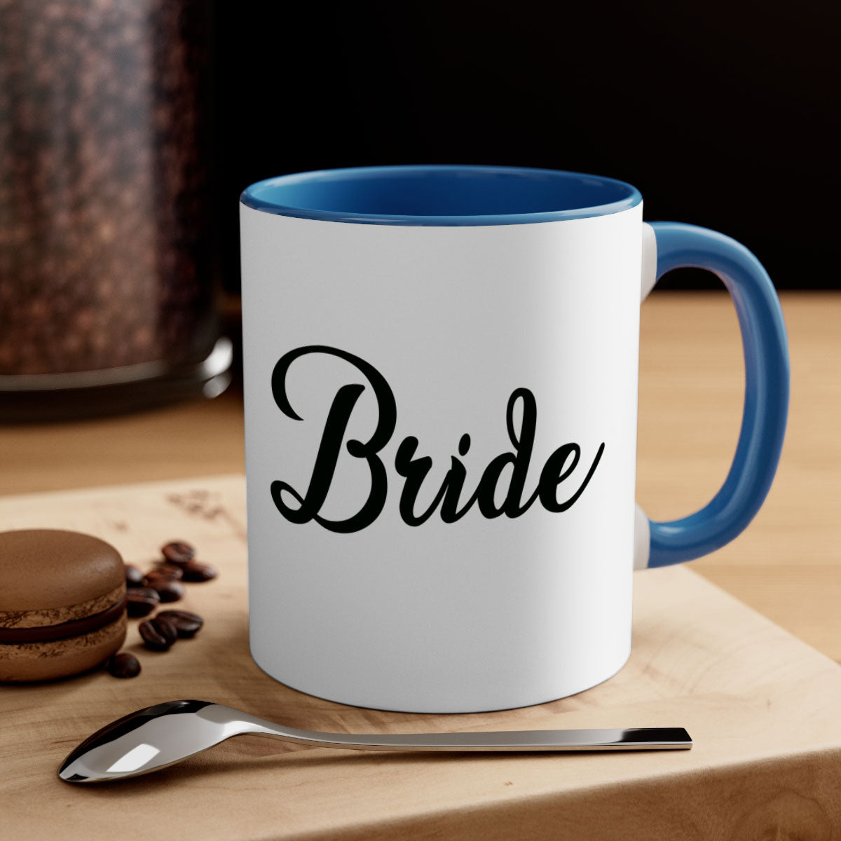 Bride 111# Mug featuring a glossy finish, colored handle, and interior in five vibrant colors, perfect for coffee and tea.