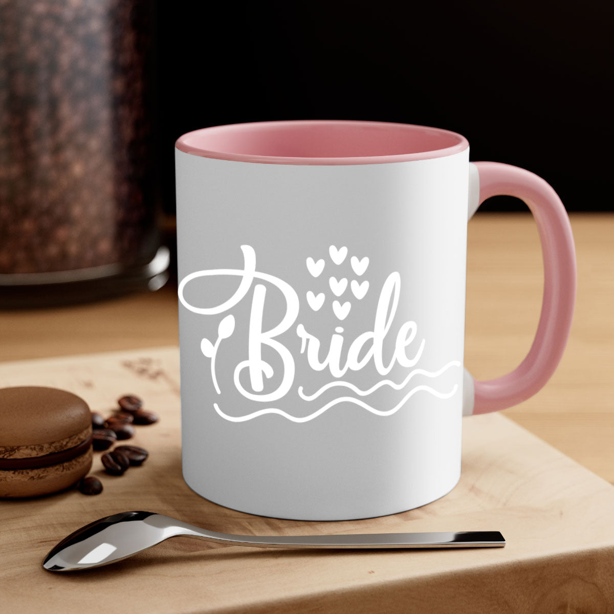 Brideee 107# Mug featuring a glossy finish, colored handle, and interior, available in multiple colors and sizes.