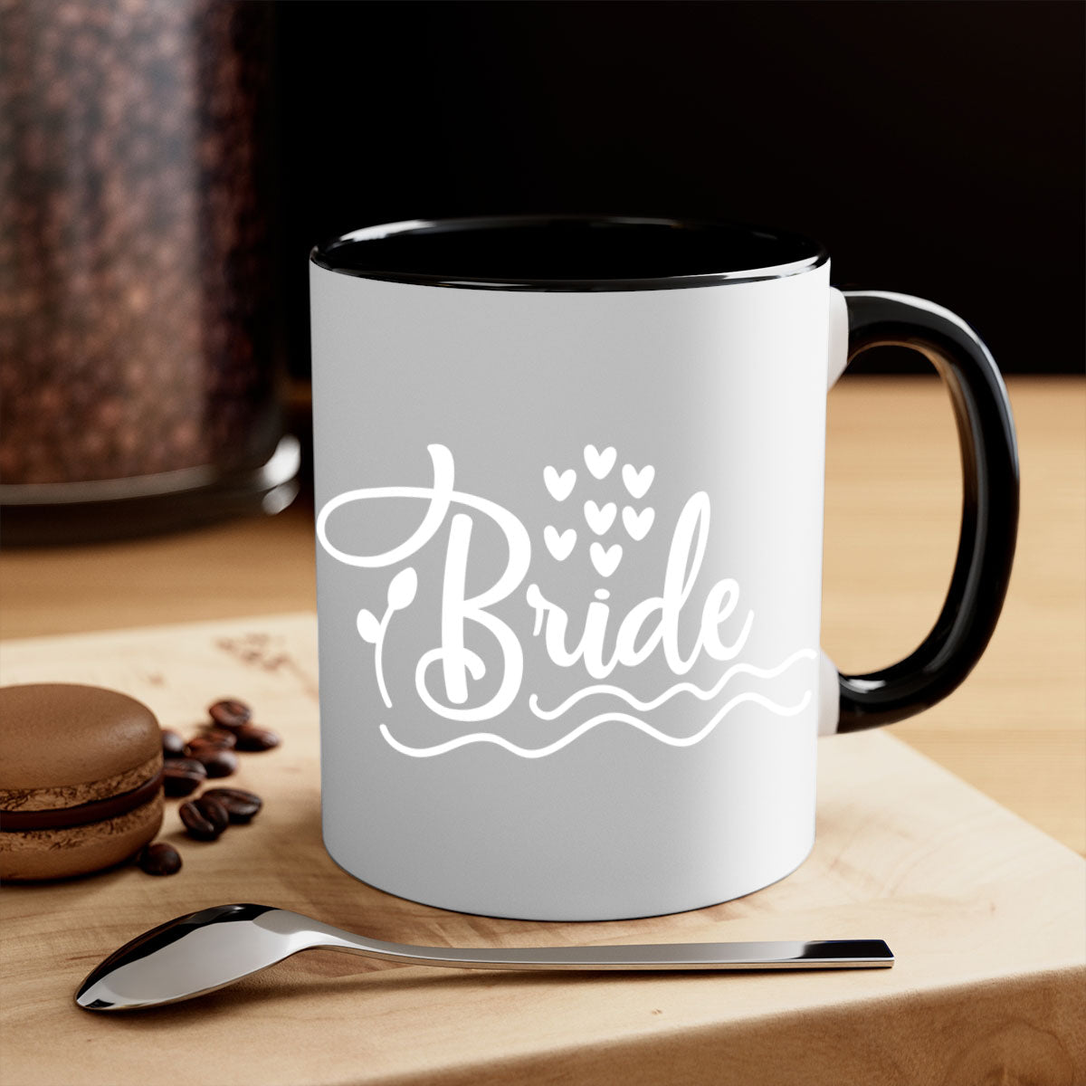 Brideee 107# Mug featuring a glossy finish, colored handle, and interior, available in multiple colors and sizes.