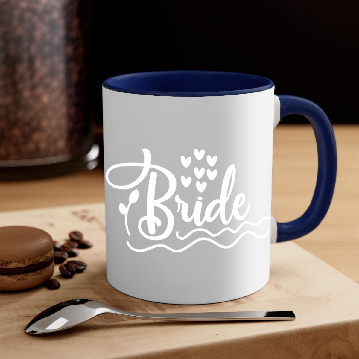 Brideee 107# Mug featuring a glossy finish, colored handle, and interior, available in multiple colors and sizes.