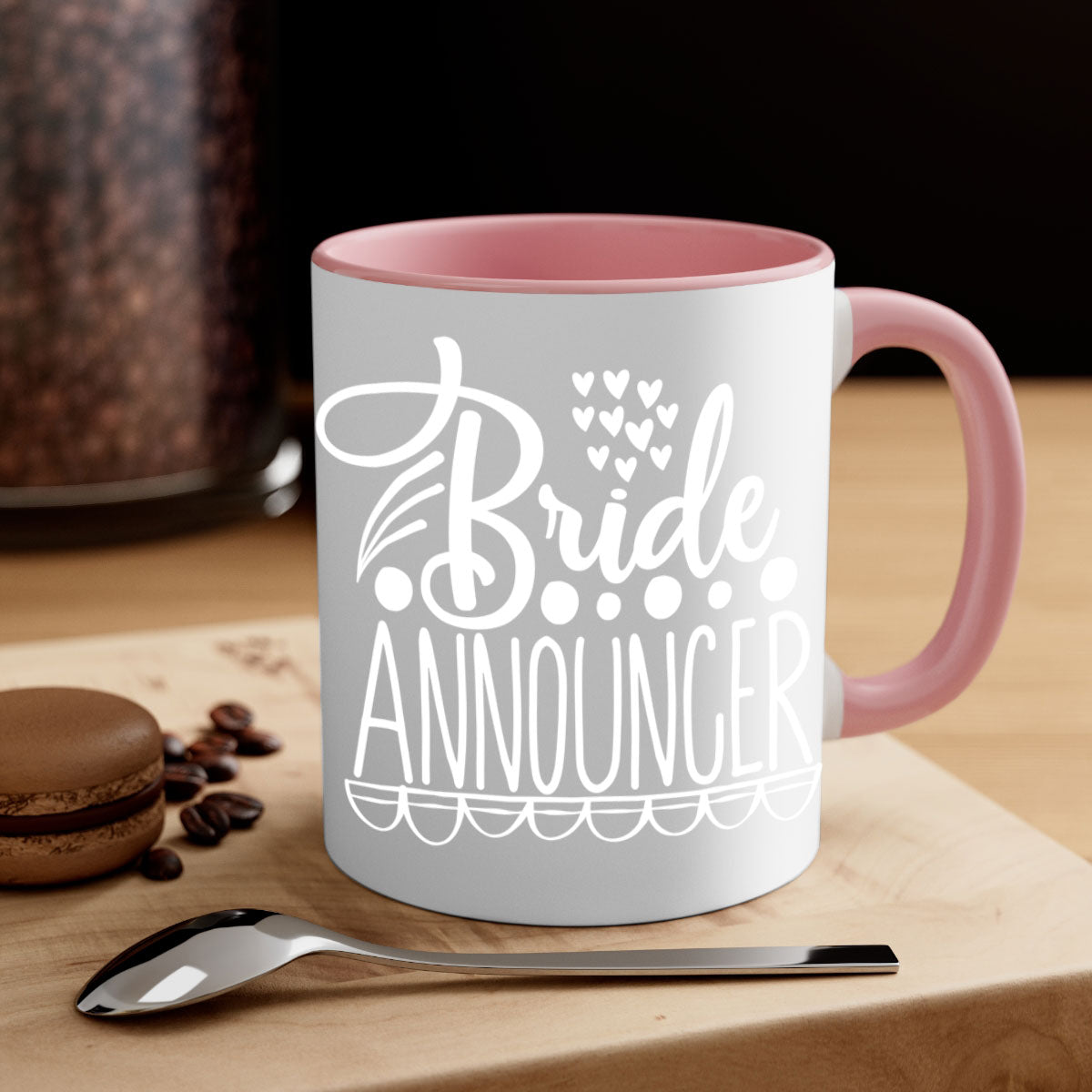 Bride announcer 8# Mug featuring a two-tone design with a colored handle and glossy finish, available in multiple colors.