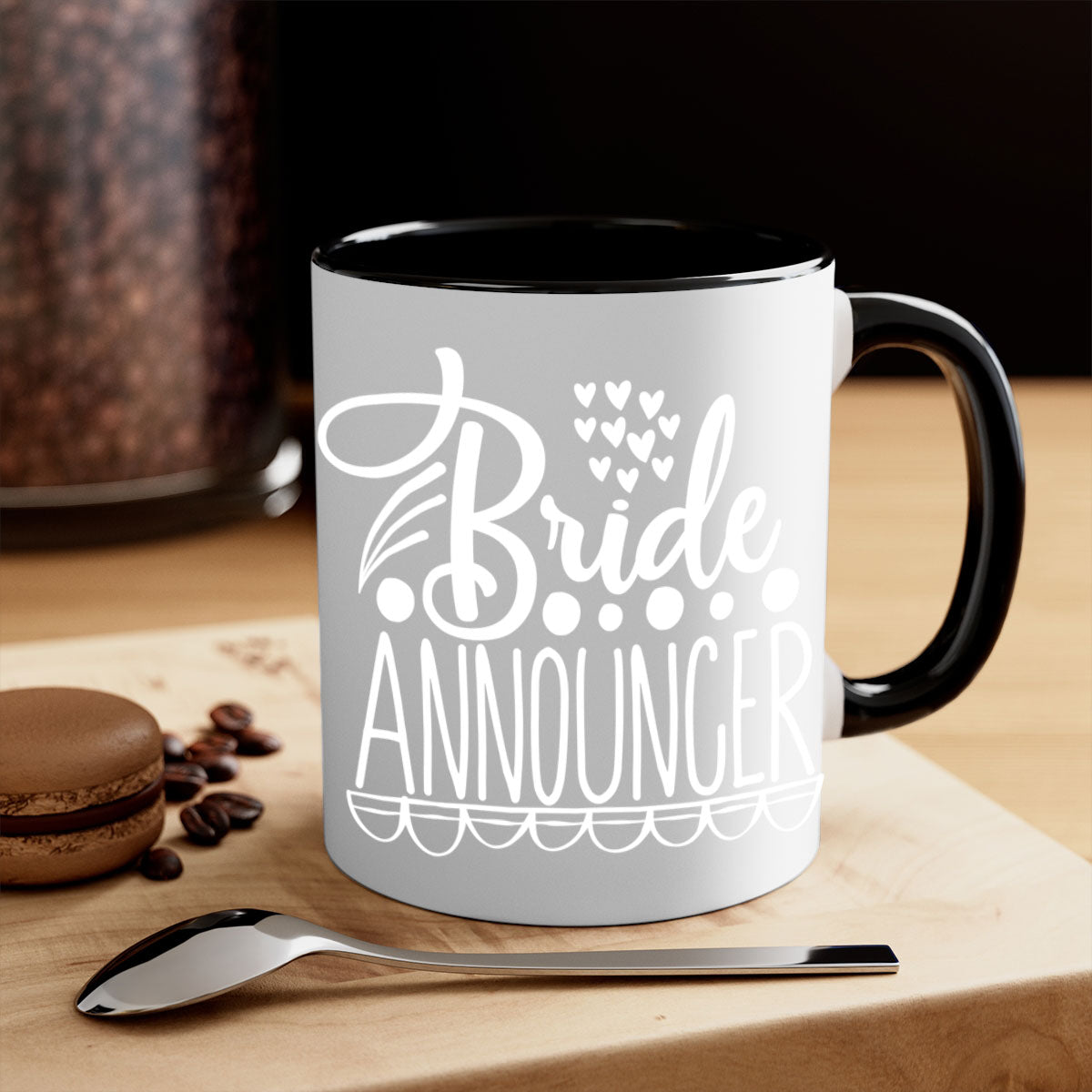 Bride announcer 8# Mug featuring a two-tone design with a colored handle and glossy finish, available in multiple colors.