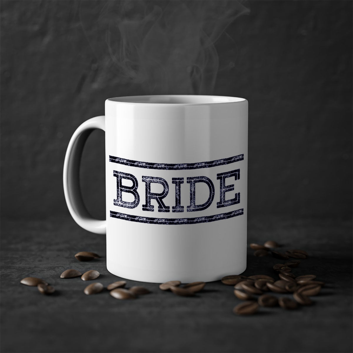 Bride Black 139# Mug featuring a glossy finish, colored handle, and interior, available in multiple colors and sizes.