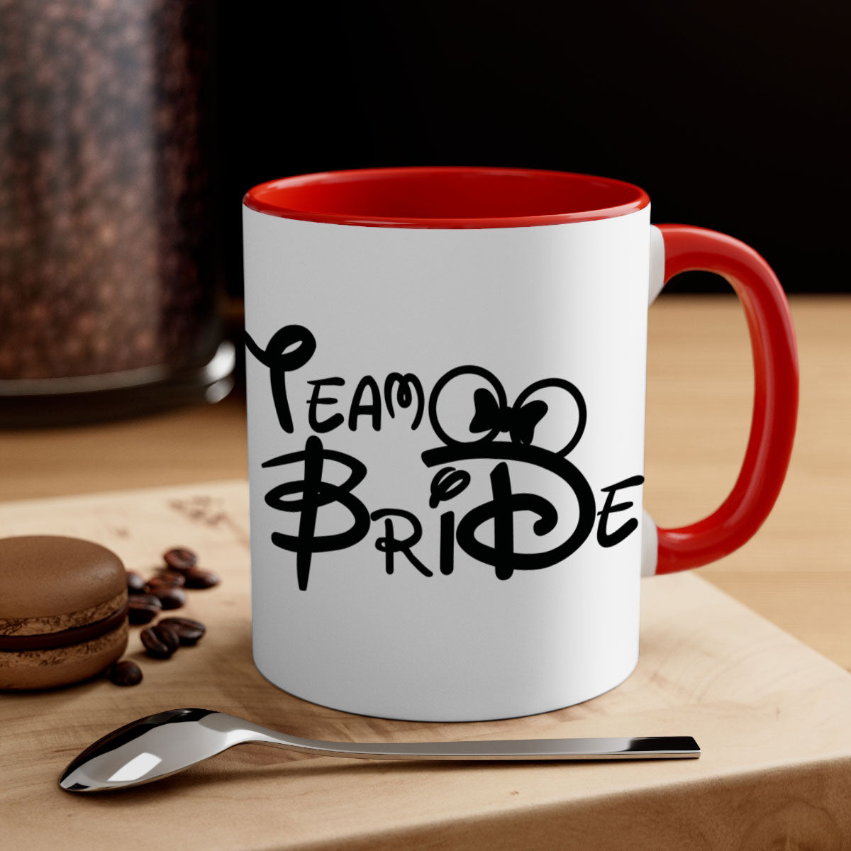 Bride Squad 10# Mug featuring a glossy finish, colored handle, and interior, available in five colors and two sizes.