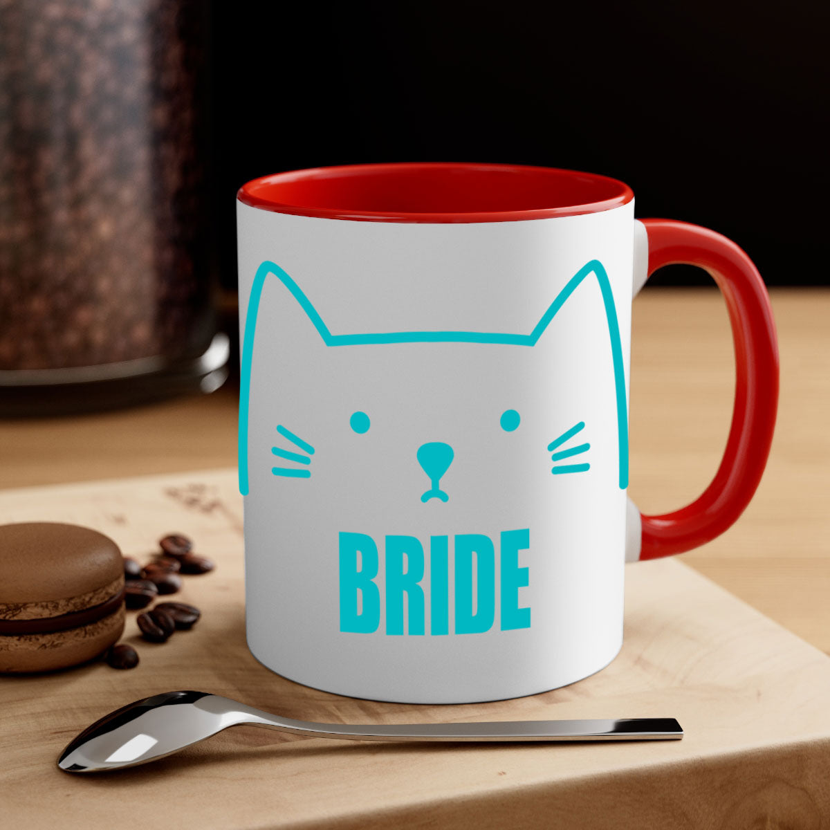 Bride Squad 126# Mug featuring a glossy finish, colored handle, and interior, available in five vibrant colors.