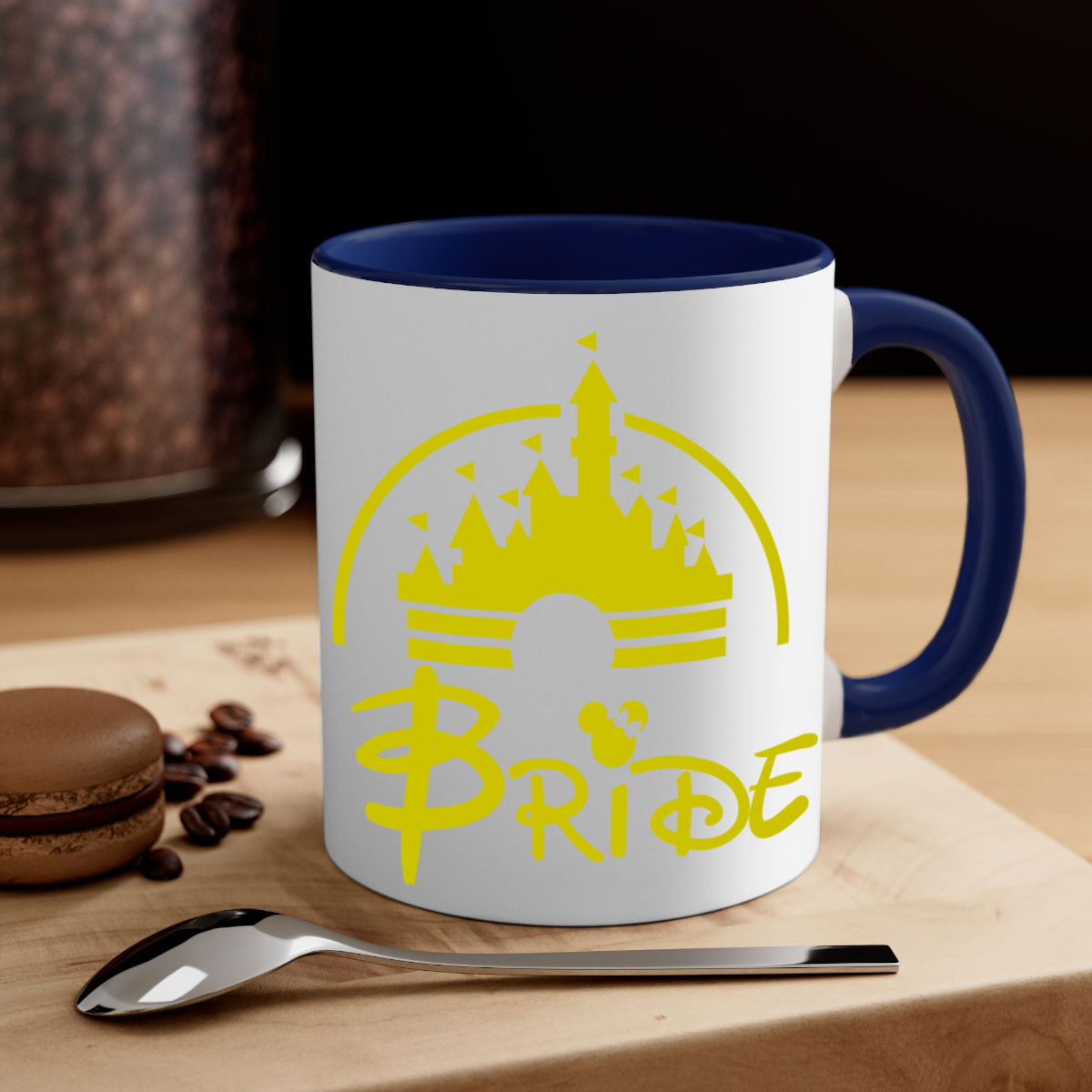 Bride Squad 128# Mug featuring a glossy finish, colorful handle, and interior, available in multiple colors and sizes.