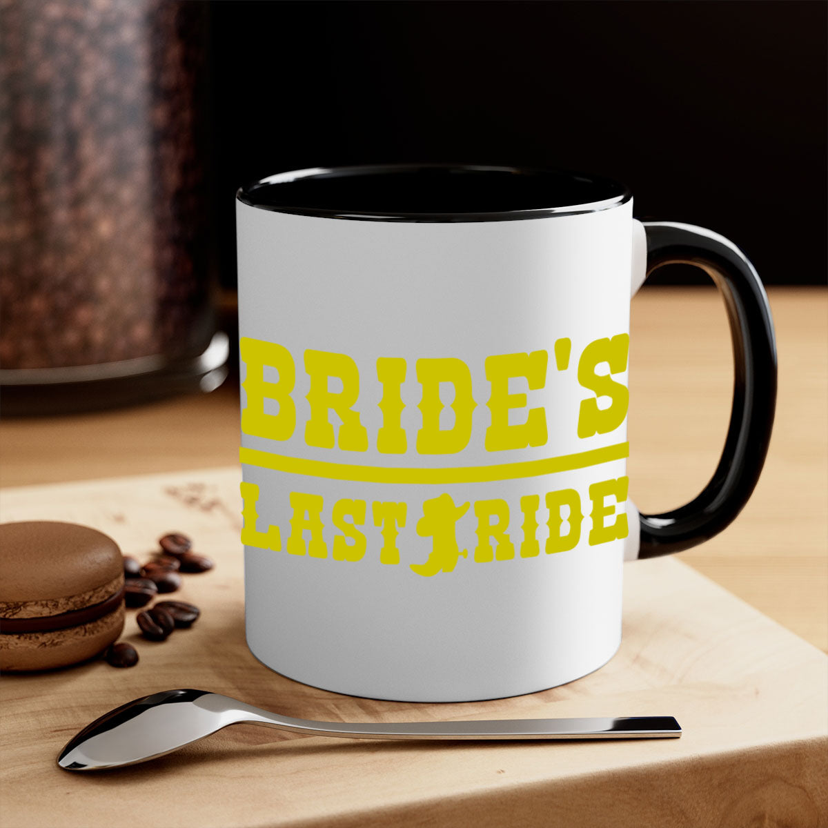 Bride Squad 130# Mug featuring a glossy finish, colored handle, and interior, available in five colors.