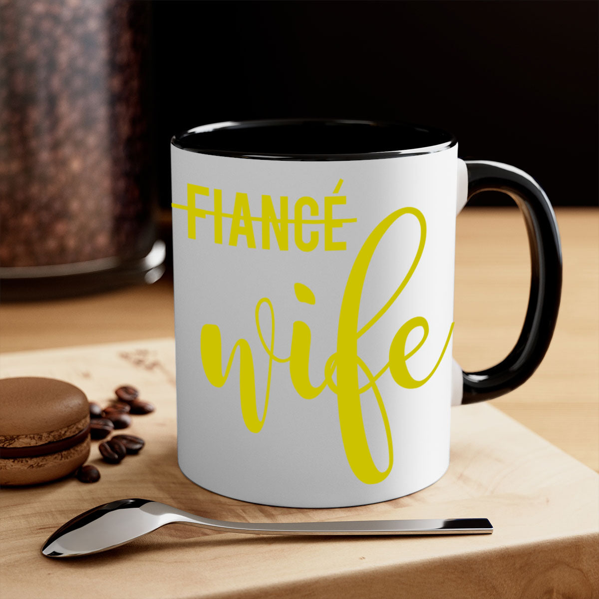 Bride Squad 142# Mug featuring a glossy finish, colored handle, and interior, available in multiple colors and sizes.