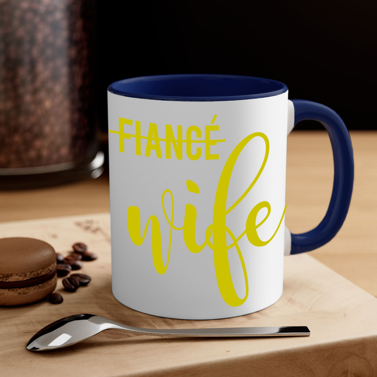 Bride Squad 142# Mug featuring a glossy finish, colored handle, and interior, available in multiple colors and sizes.