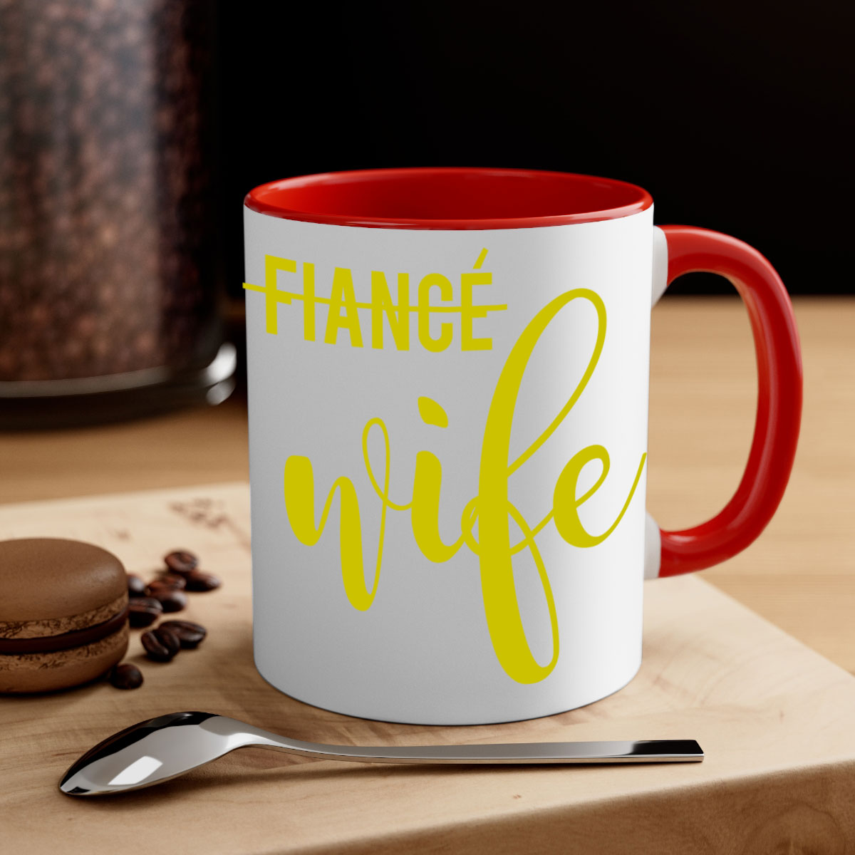 Bride Squad 142# Mug featuring a glossy finish, colored handle, and interior, available in multiple colors and sizes.