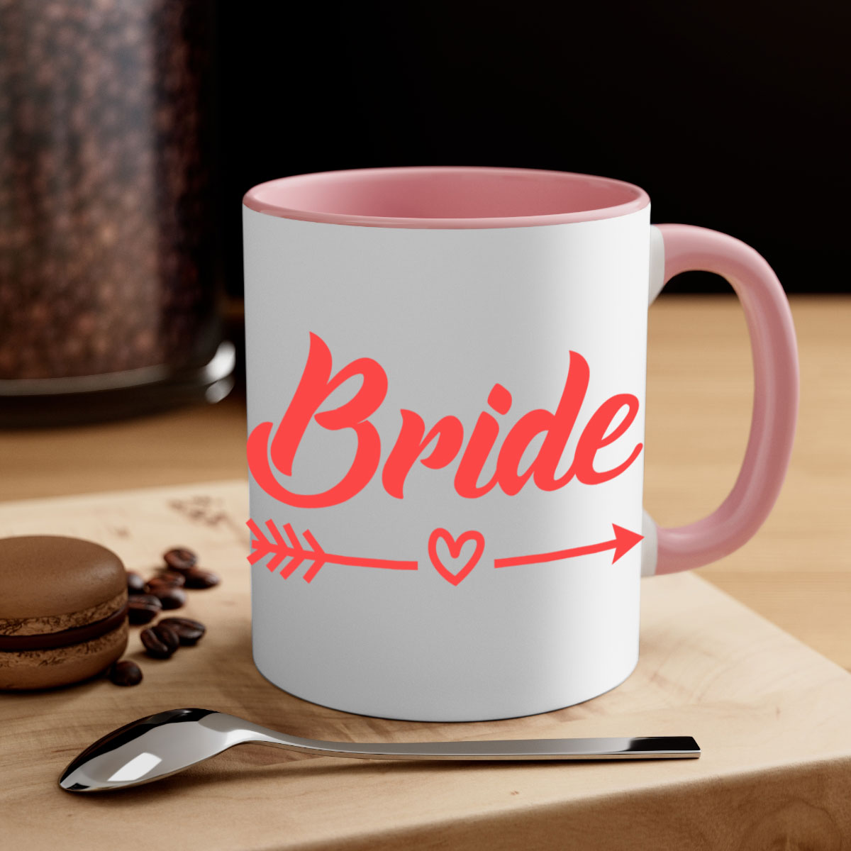 Bride Squad 147# Mug featuring a glossy finish, colored handle, and interior, available in multiple colors and sizes.