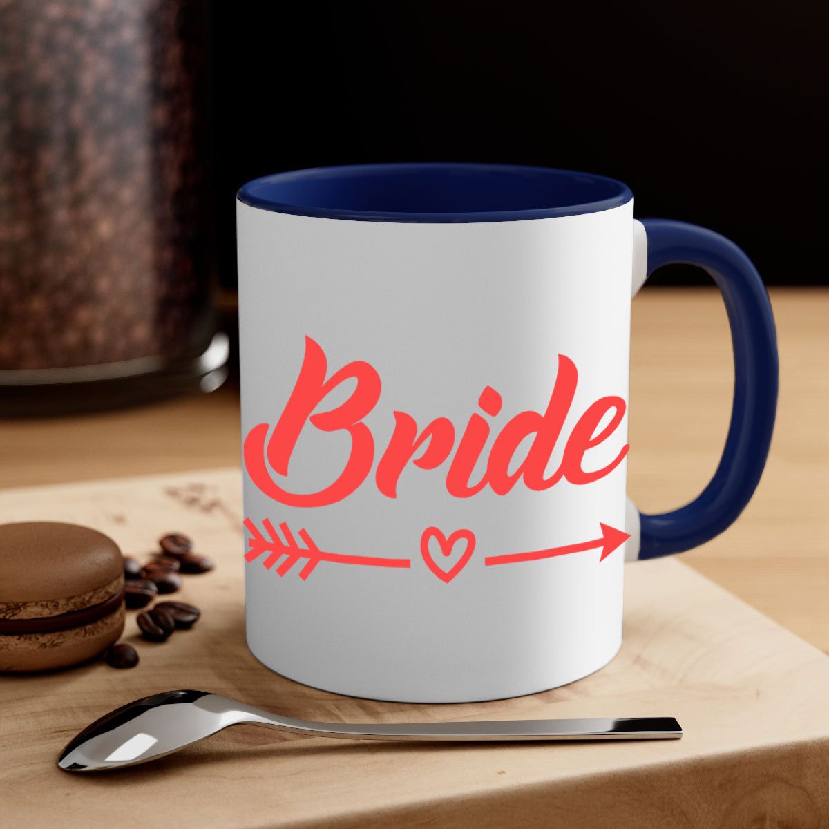 Bride Squad 147# Mug featuring a glossy finish, colored handle, and interior, available in multiple colors and sizes.