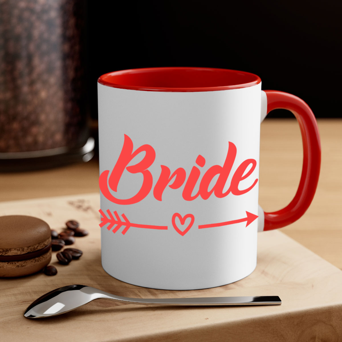 Bride Squad 147# Mug featuring a glossy finish, colored handle, and interior, available in multiple colors and sizes.