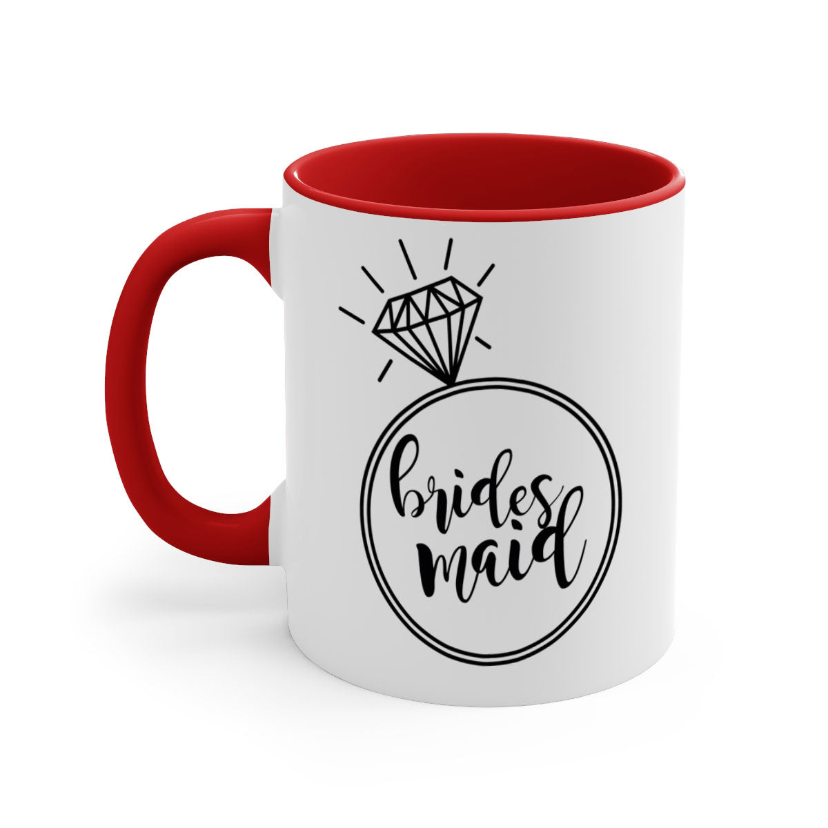 Bride Squad 22# Mug featuring a glossy finish, colored handle, and interior, available in five vibrant colors.