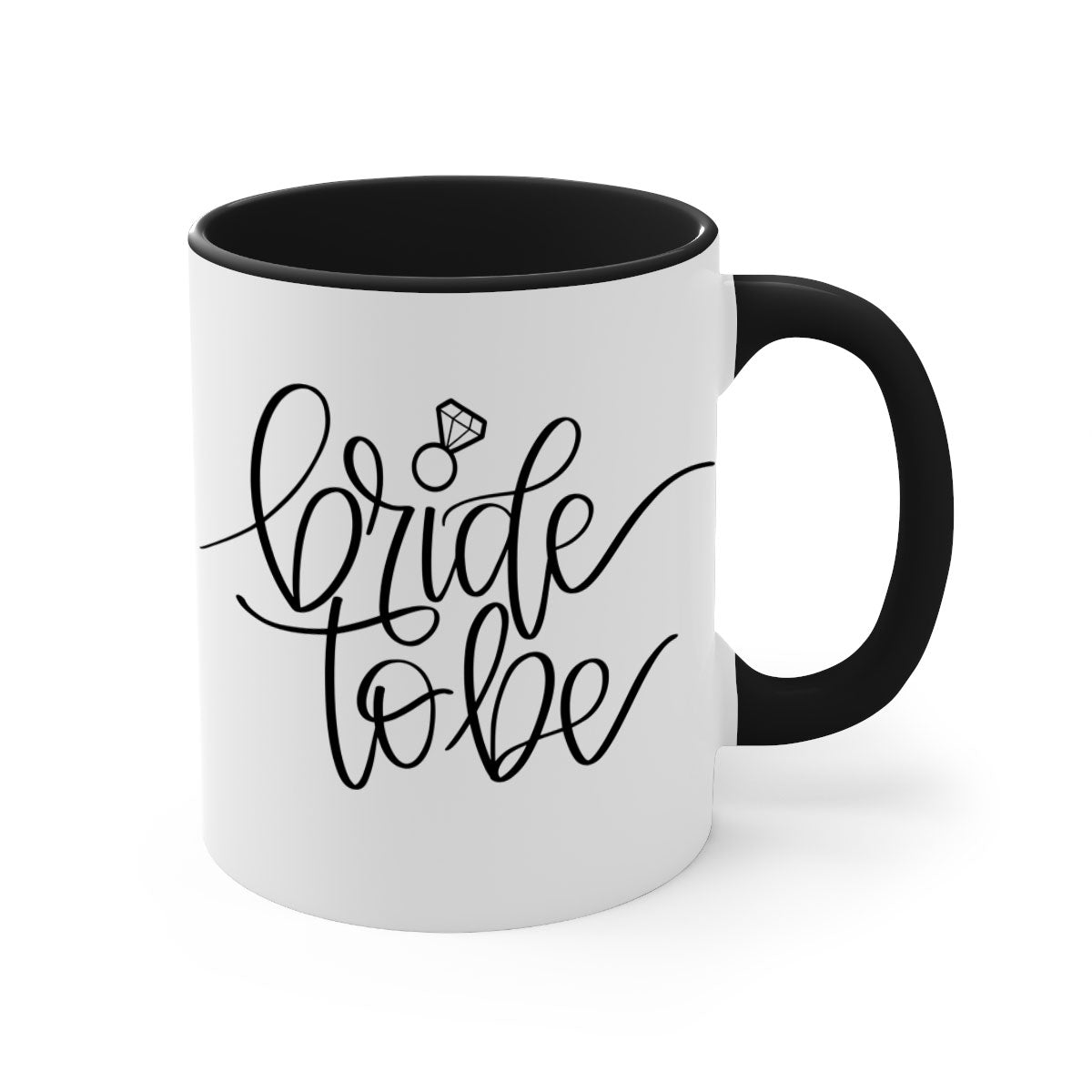 Bride to Be 112# Mug with colored handle and glossy finish, available in multiple colors and sizes.