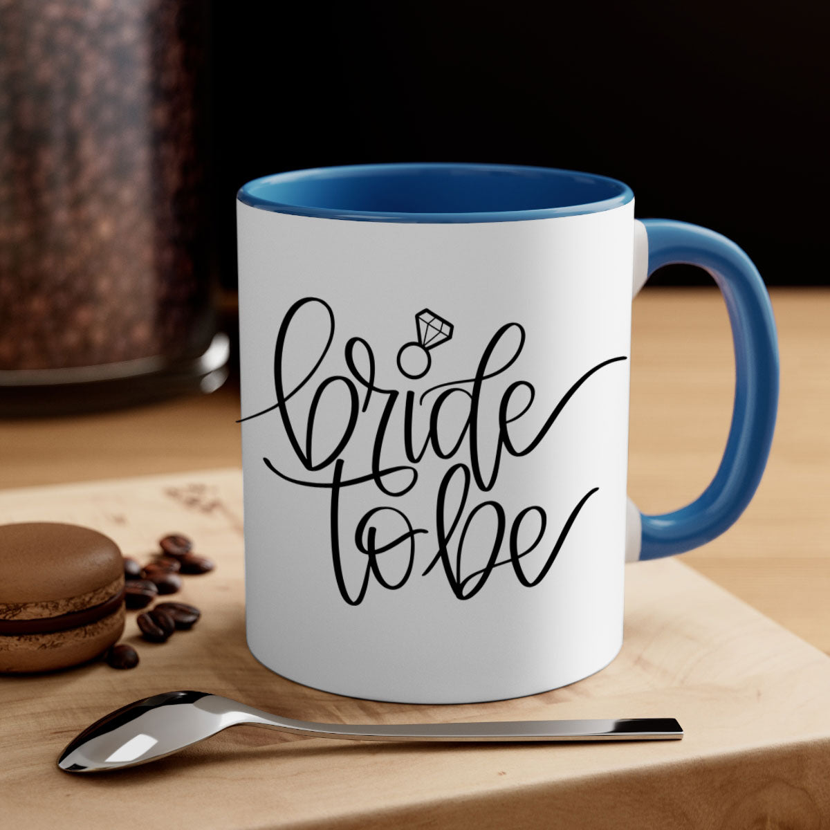 Bride to Be 112# Mug with colored handle and glossy finish, available in multiple colors and sizes.