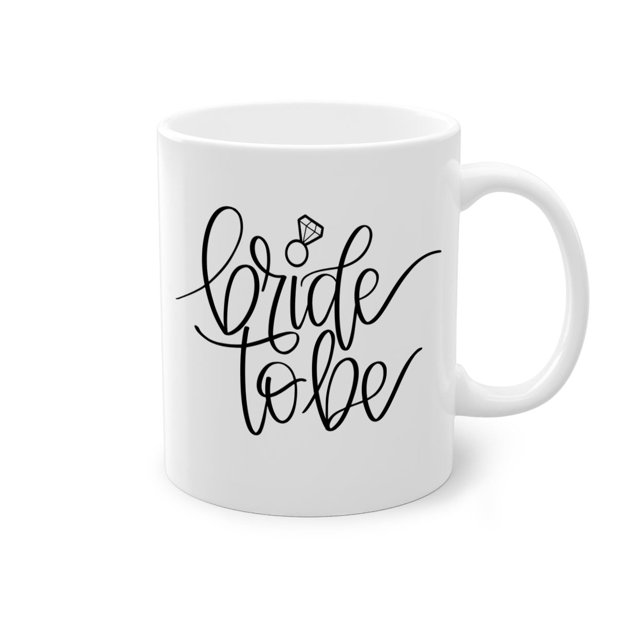 Bride to Be 112# Mug with colored handle and glossy finish, available in multiple colors and sizes.