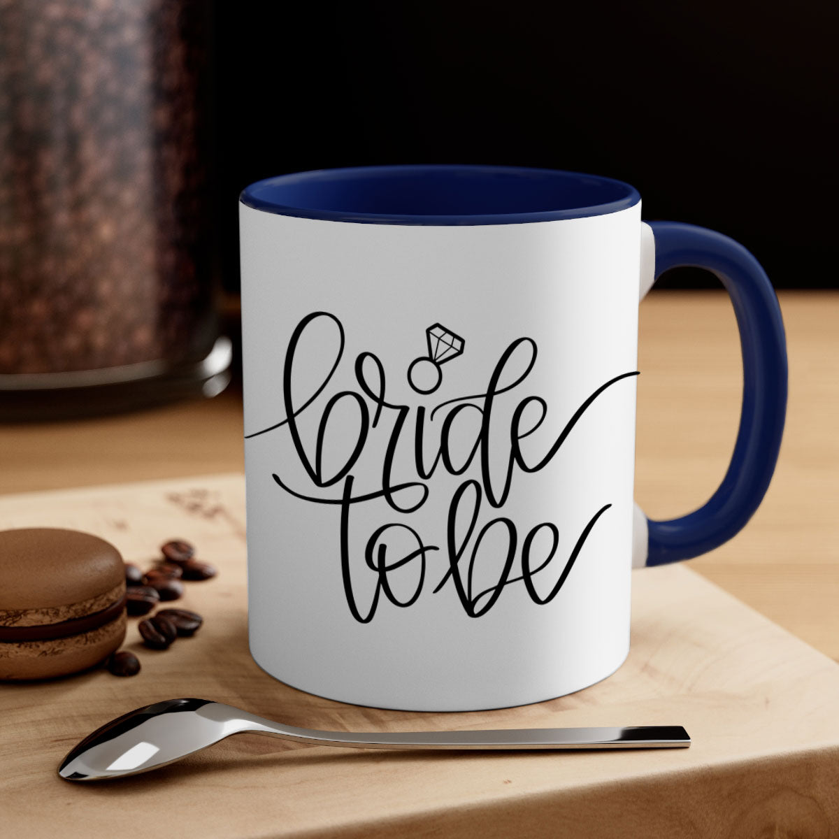 Bride to Be 112# Mug with colored handle and glossy finish, available in multiple colors and sizes.