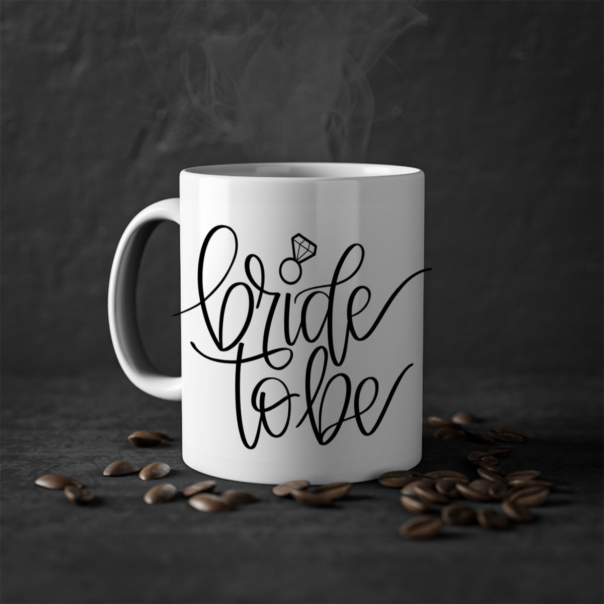 Bride to Be 112# Mug with colored handle and glossy finish, available in multiple colors and sizes.